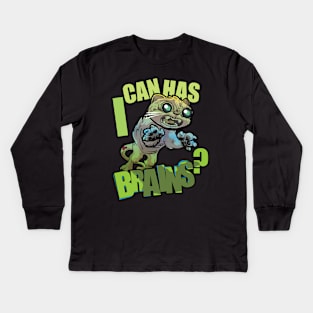 i can has BRAINS? Kids Long Sleeve T-Shirt